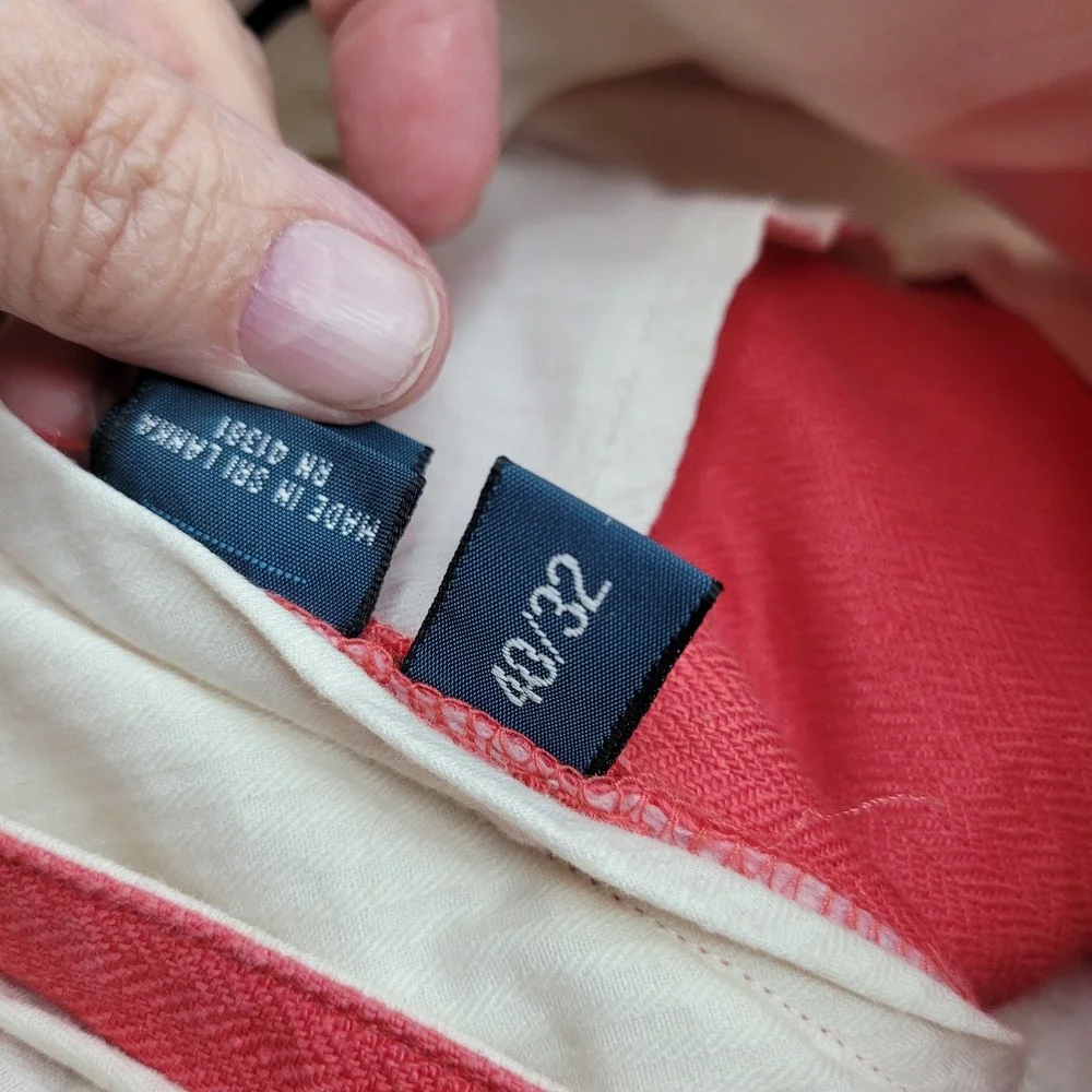 Polo Ralph Lauren Linen Pants Mens 40x32 Coral Pink Good Classic Fit Herringbone